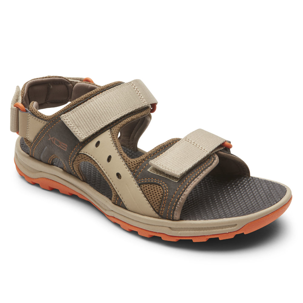 Rockport Singapore Mens Sandals - Trail Technique Adjustable Velcro Beige - BY0142893